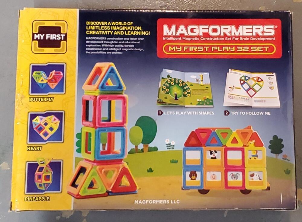 New - Magformers My First Play Set: 32 Pcs - Ages 3+ | 1+ players